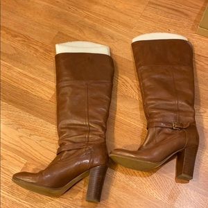 Cognac knee high boots size 9